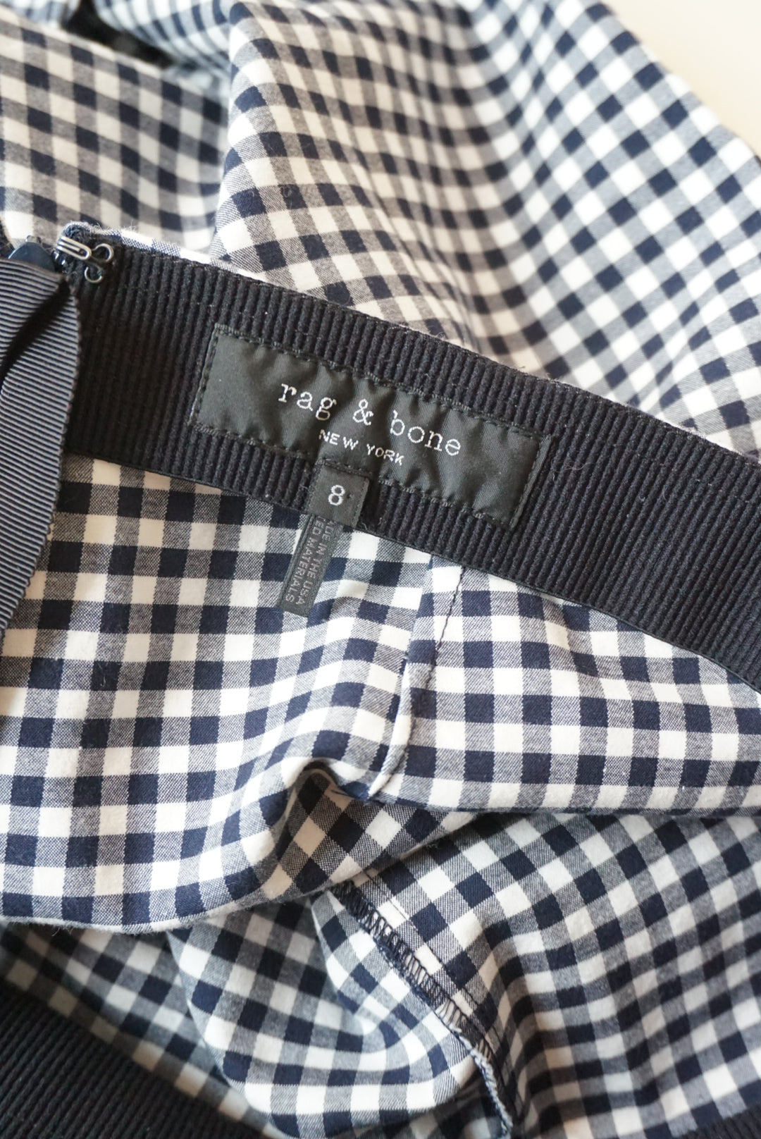 Rag & Bone Gingham "Simone" Navy/White Ankle Pants - Size 8