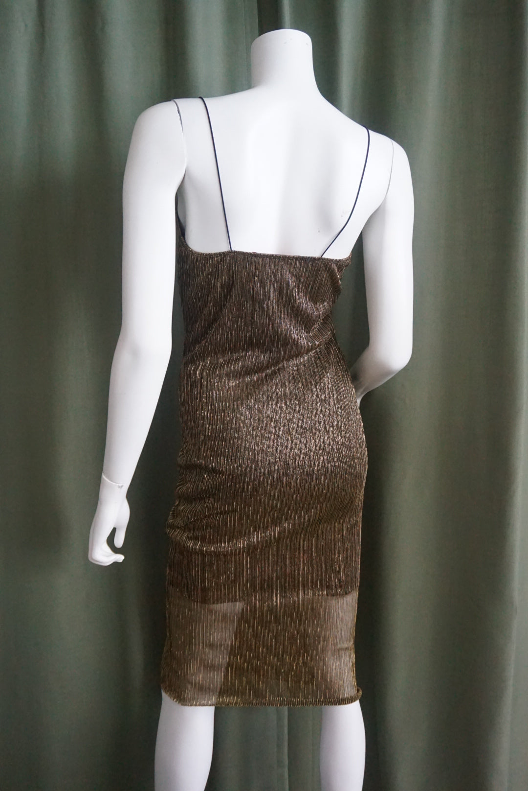Akira Gold & Black Spaghetti Strap Dress - Size Large