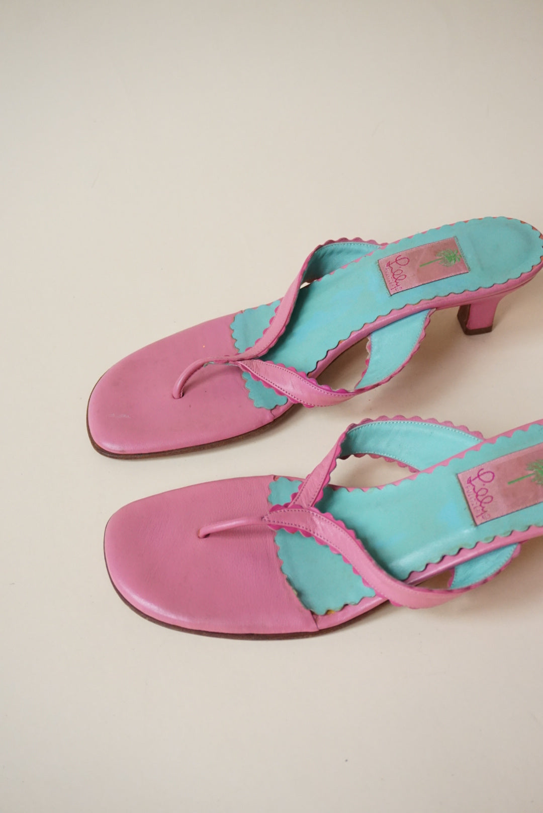 Lilly Pulitzer Pink Thong Scallop Kitten Heel - Size 10
