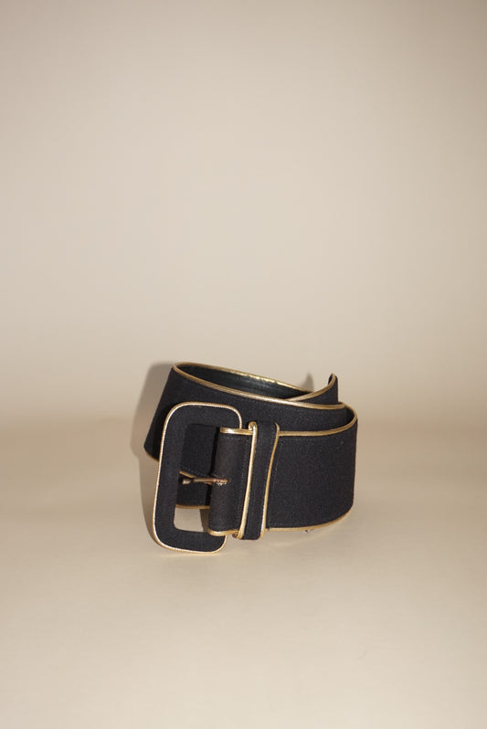 Vintage Fabric Gold Trim Wide Belt