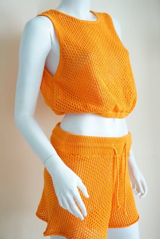 We Wore What Orange Crochet Shorts - Size Medium
