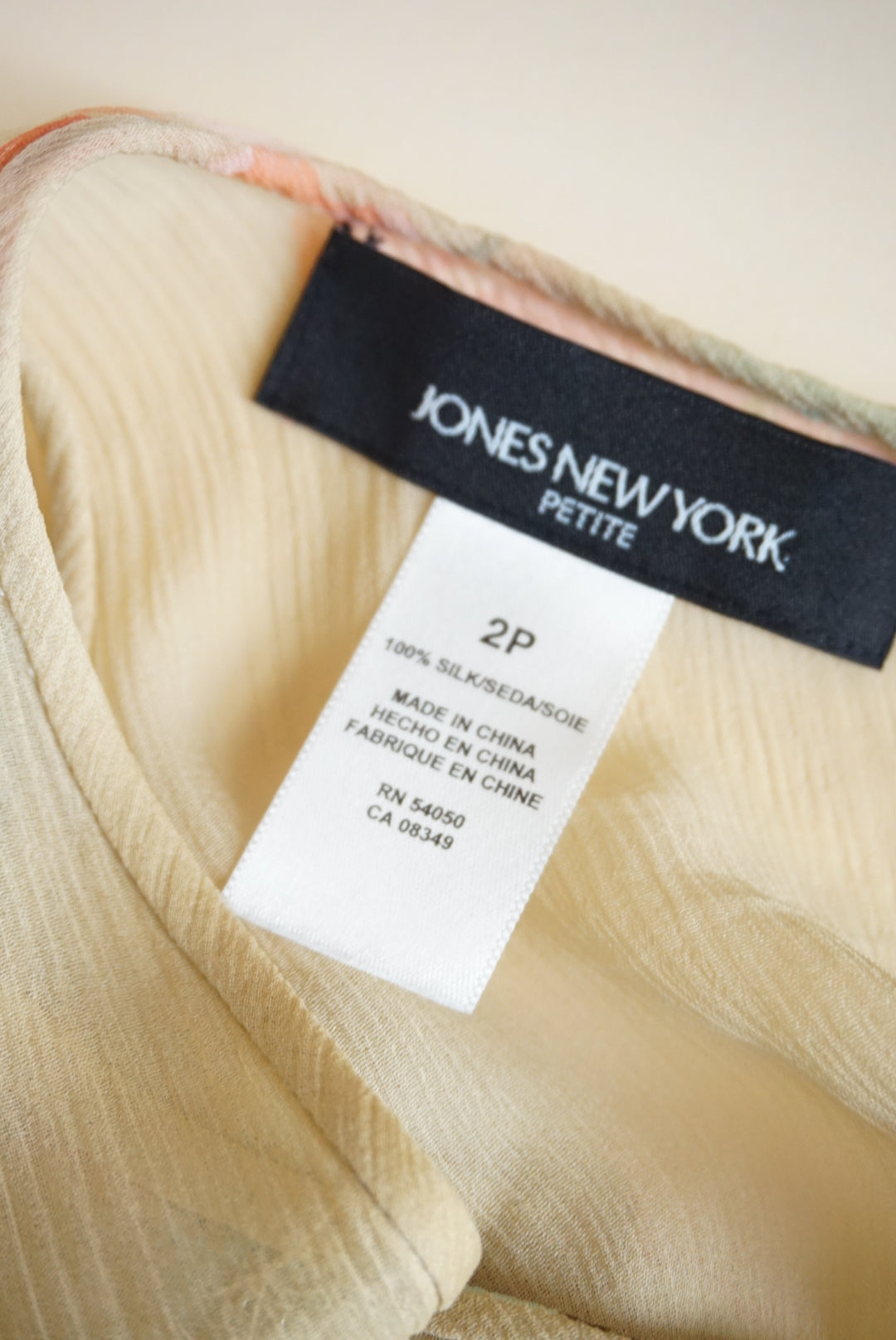 Jones New York Vintage Silk Pastel Floral Chiffon Bias Sheer Dress - Size 2P