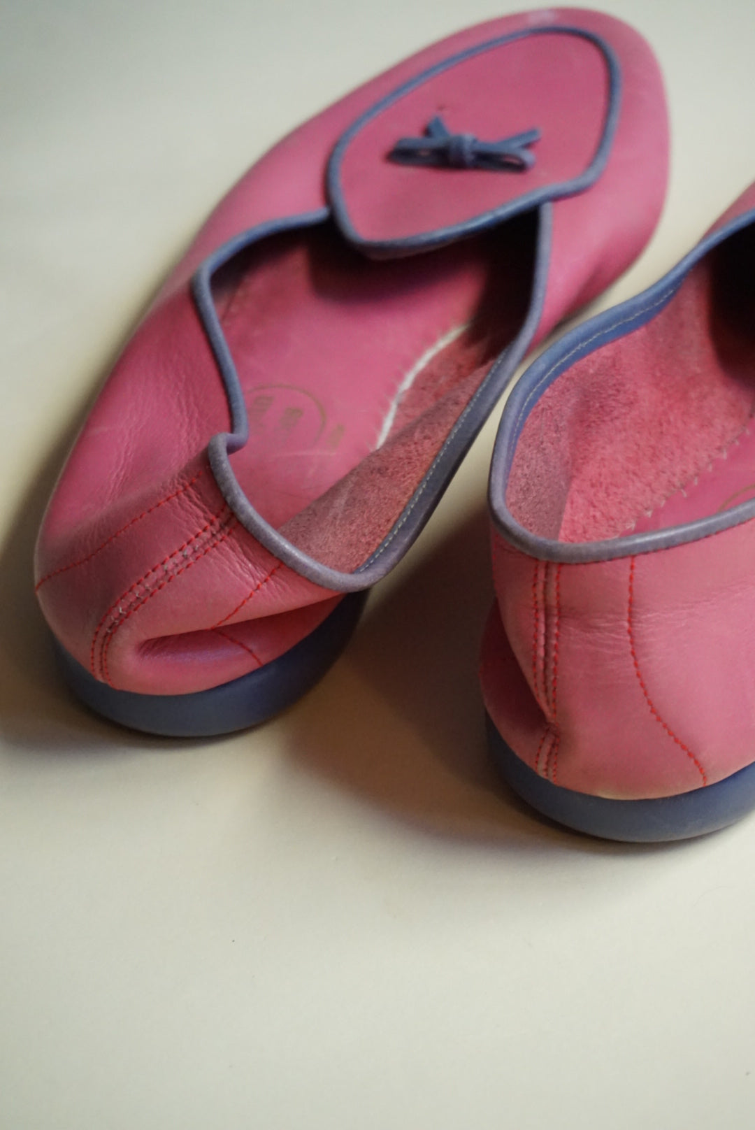 "Belgian Shoes" Pink/Purple Leather Midinette Loafers - Size 8.5