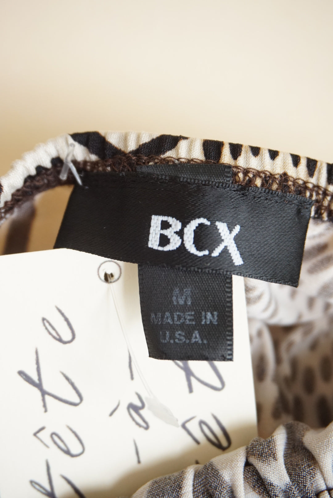 BCX Animal Print Halter Knit Leather Detail Y2K Blouse - Size Medium