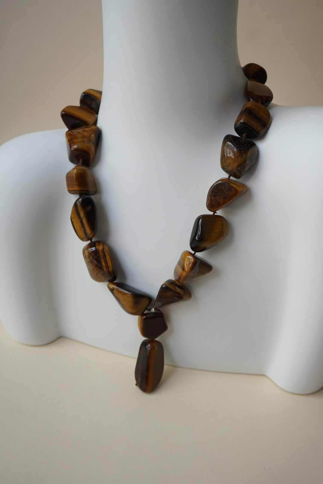 Vintage Handmade Tigers Eye Stone Necklace