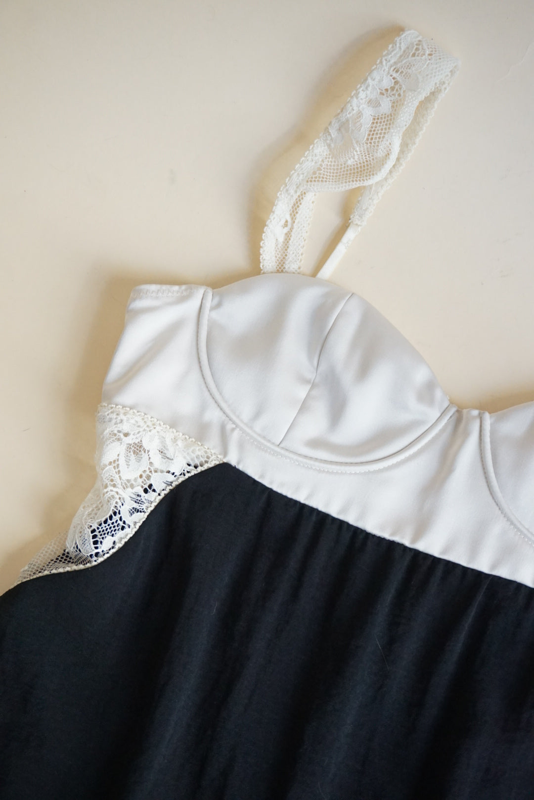 Zara Floor Length Bustier Black/White Lace Trim Dress