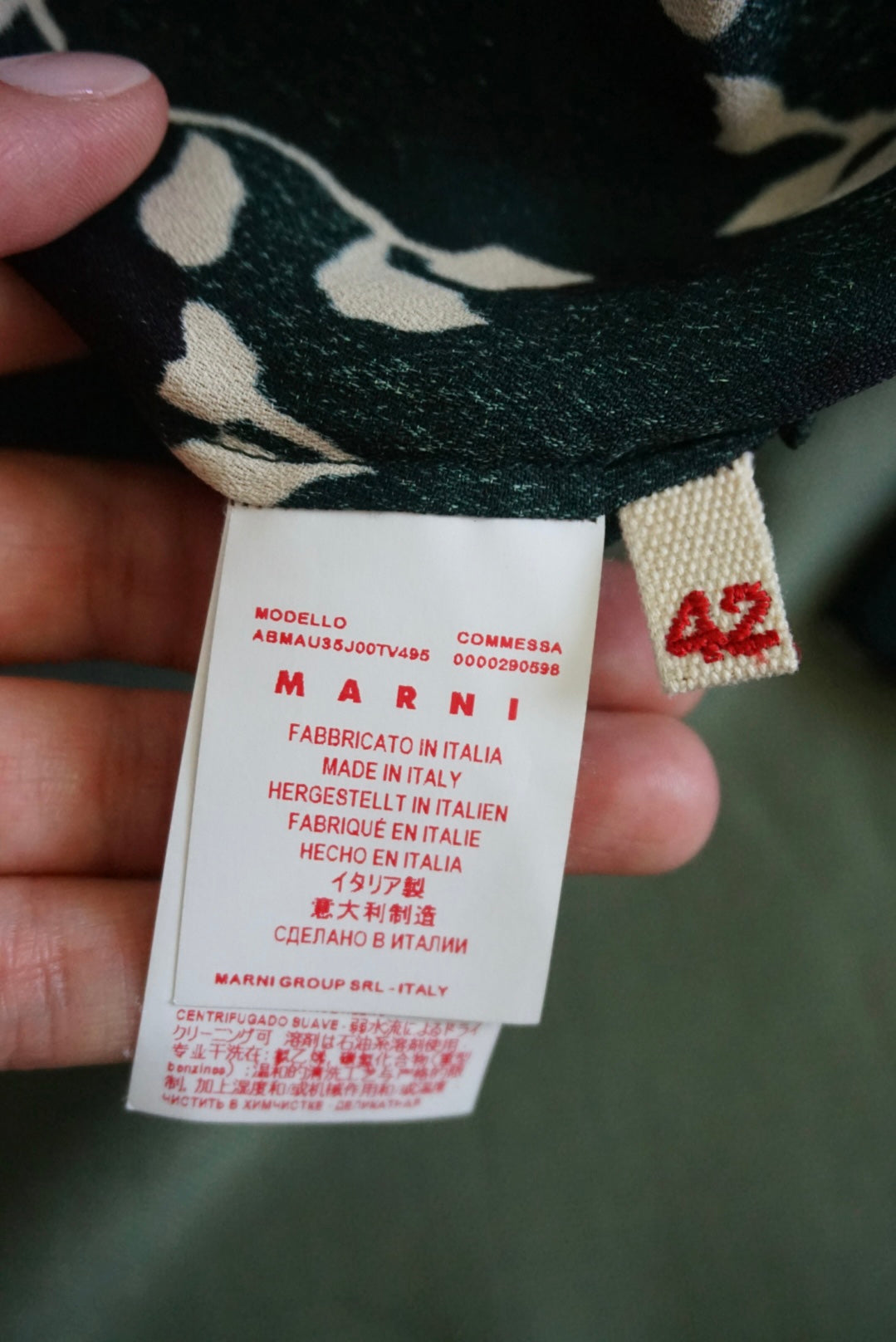 Marni Mock Neck Green Abstract Floral Maxi Dress - Size 42