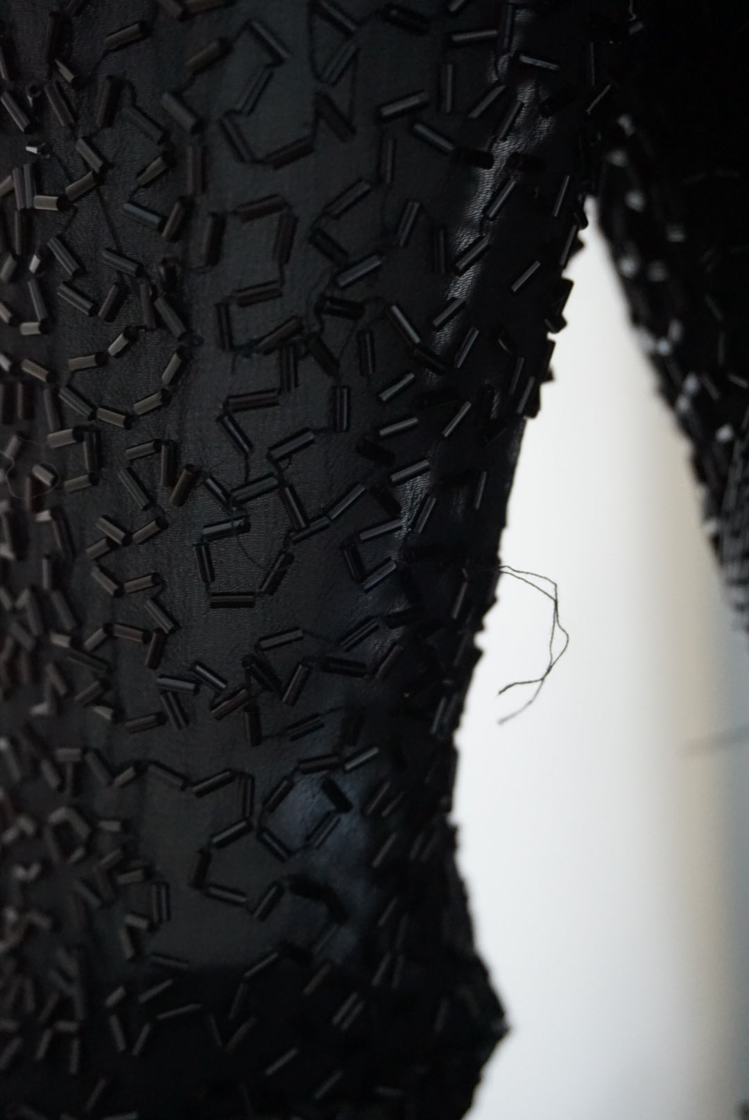Lillie Rubin Exclusive Vintage Beaded Open Back Black Silk Statement Gown - Size 8