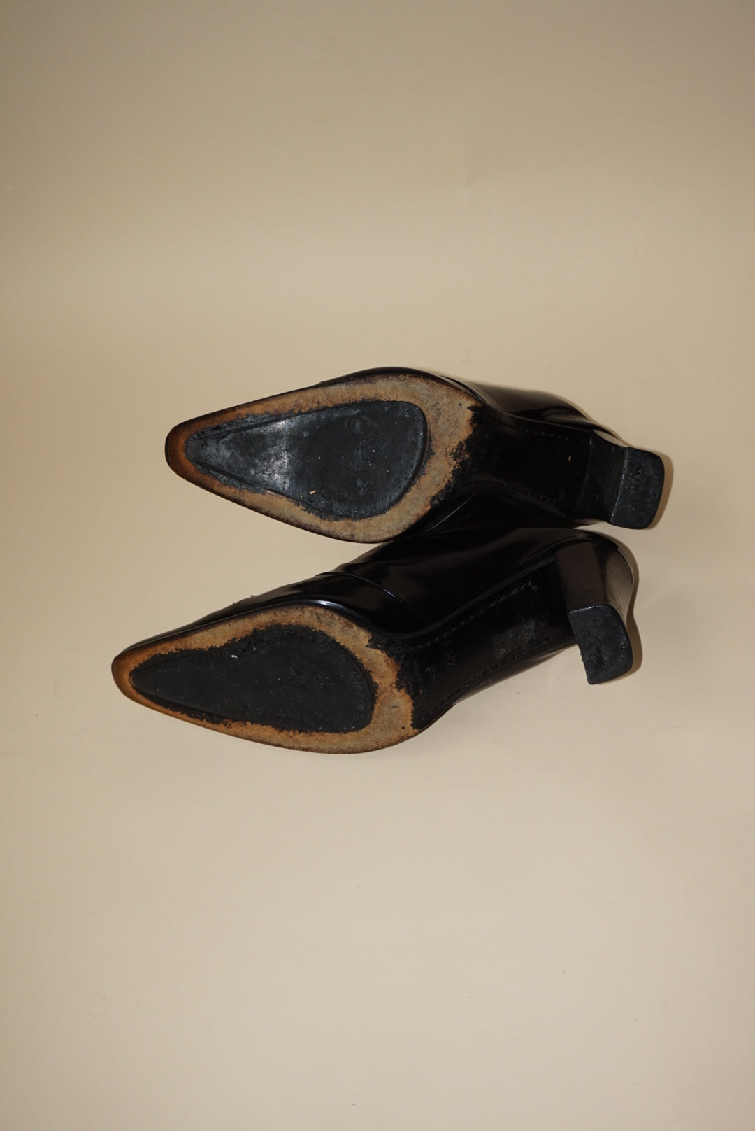 Studio by "Via Spiga" Western Heeled Leather Black Heeled Mules - Size 8.5