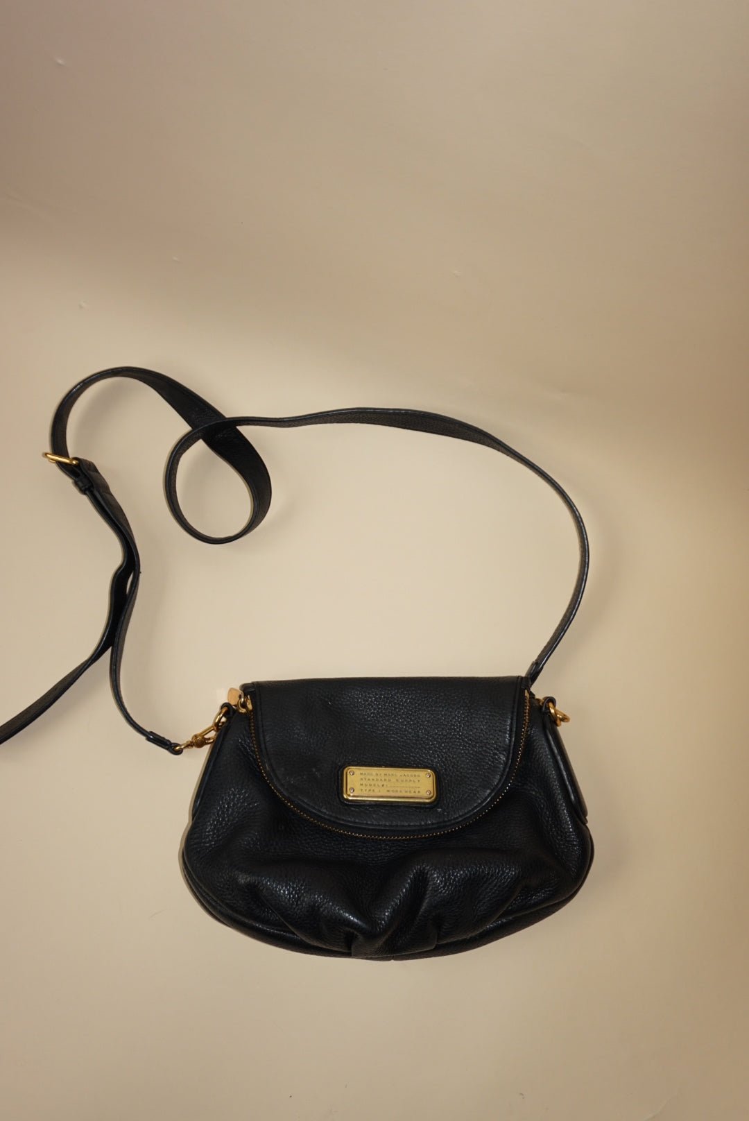 "Marc by Marc Jacobs" Classic Q Natasha Black Pebble Leather Shoulder Black Bag