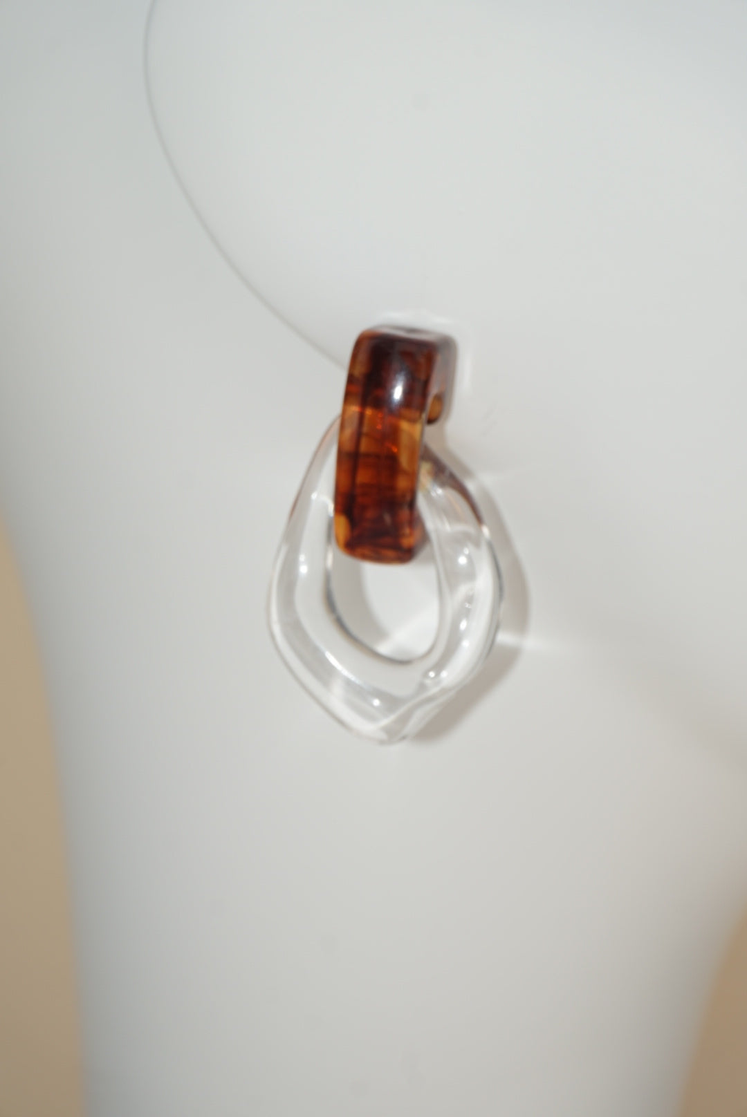 Lucite Amber Art Deco Abstract Earrings