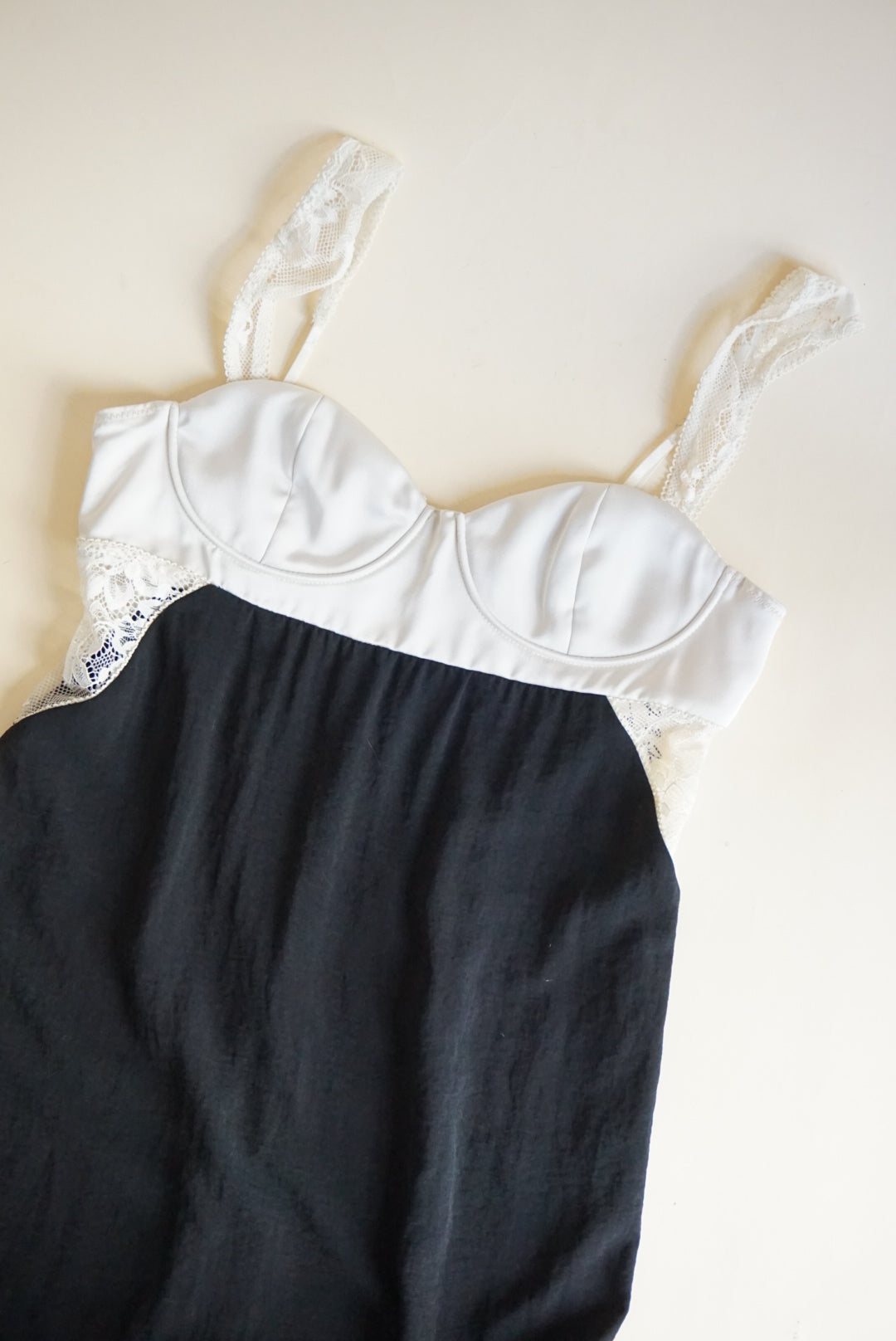Zara Floor Length Bustier Black/White Lace Trim Dress