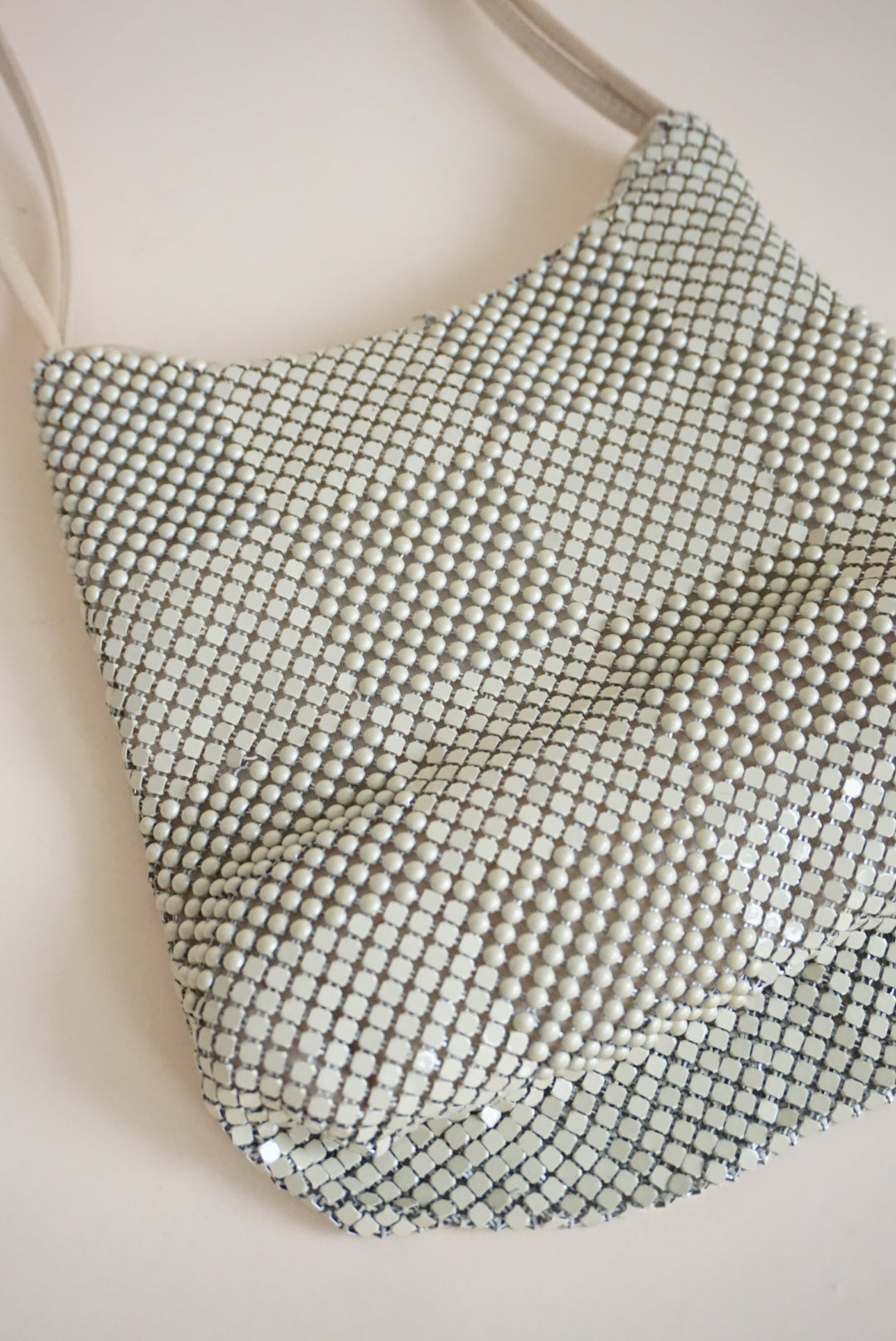 Vintage Ivory Chainmail Checkered Shoulder Bag