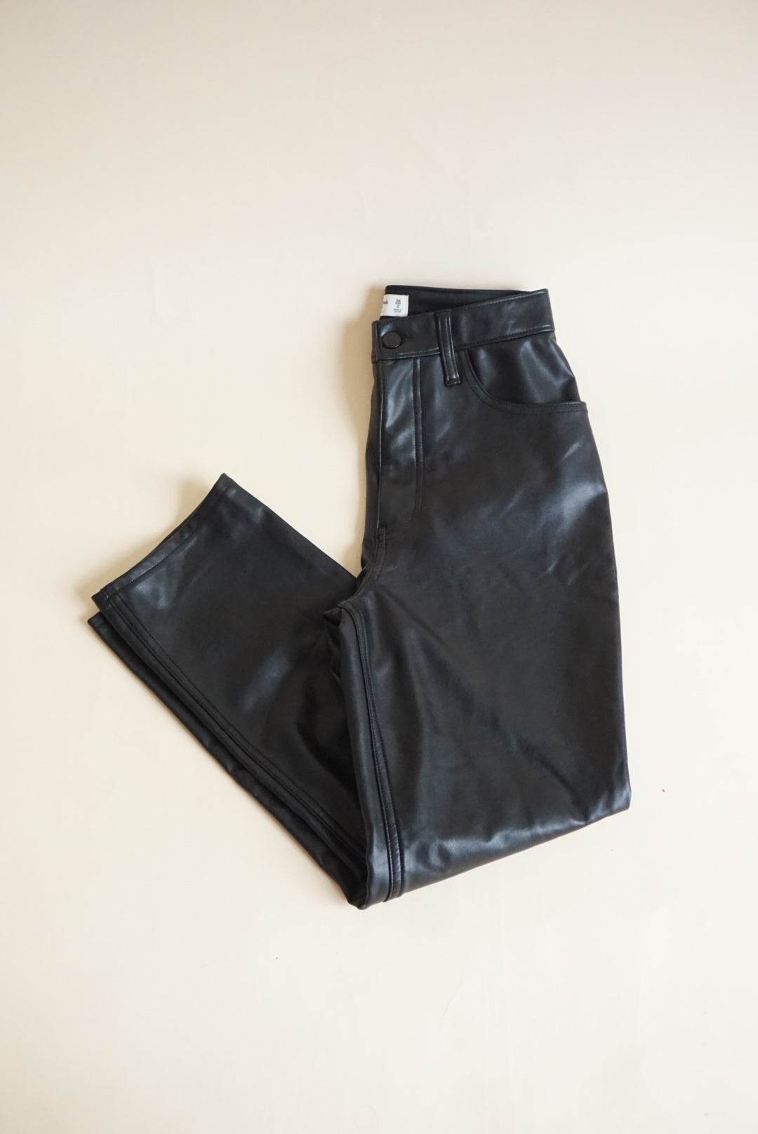 Abercrombie & Fitch Black Ankle Straight Ultra High Rise Faux Leather Pants - Size 26