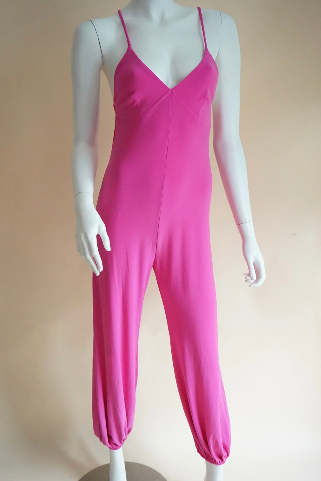 Norma Kamali Pink Lycra Slip Jog Jumpsuit - Size Small
