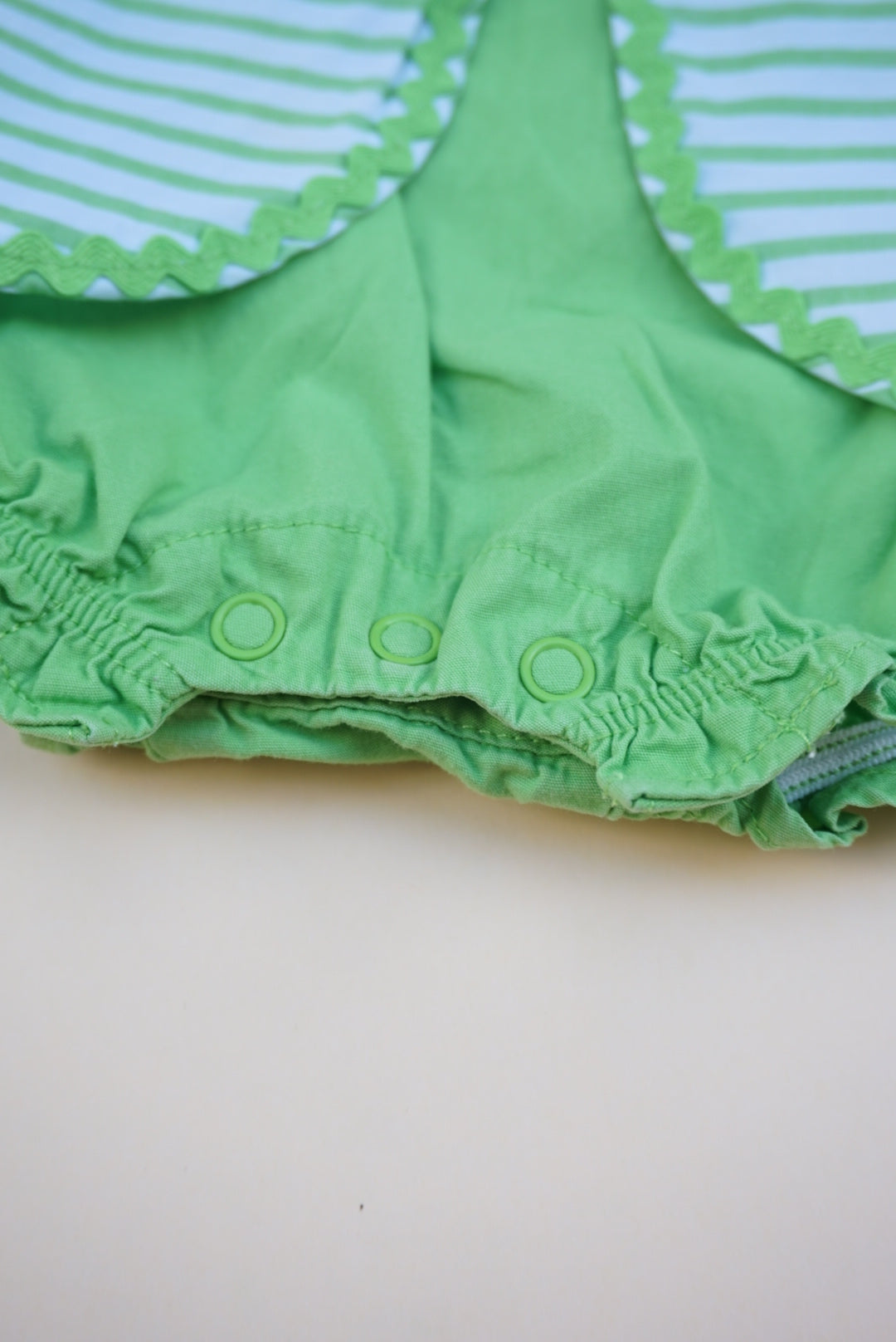 "Gymboree" 2013 Tulip Green Striped Tank Bubble - 0-3 Months