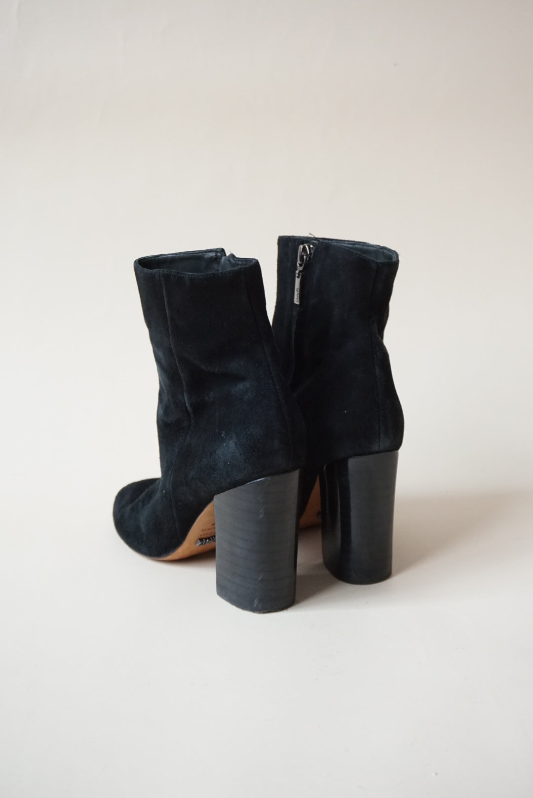 Schutz Ravan Black Block Heel Suede Booties - Size 7.5