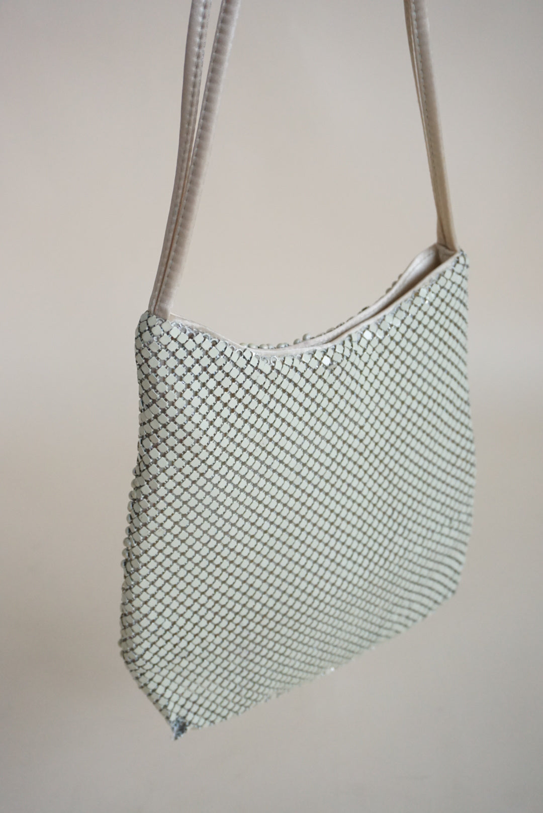 Vintage Ivory Chainmail Checkered Shoulder Bag