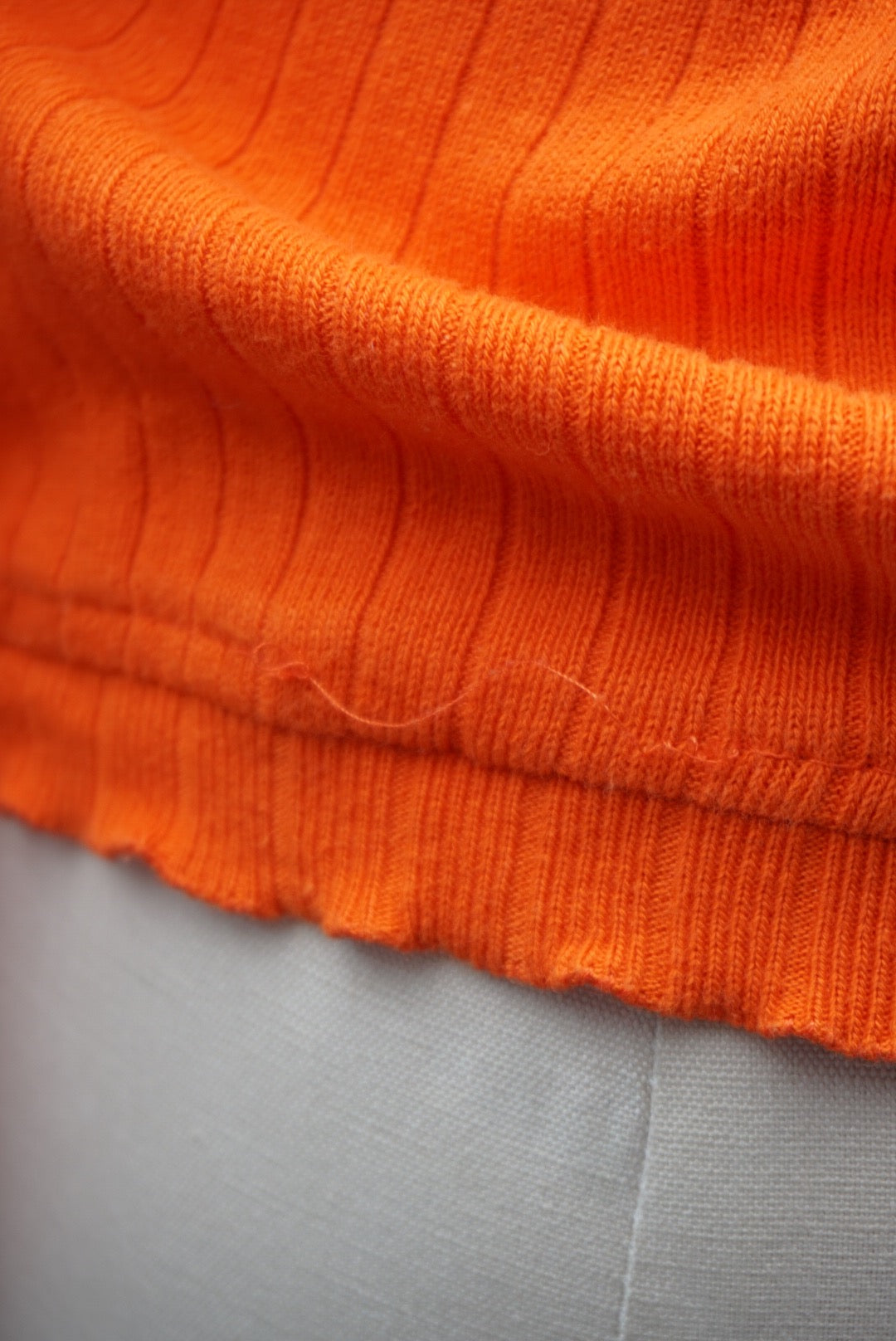 Moschino Soft Wear Orange Ribbed Knit Pleated Neckline Top - Size 44