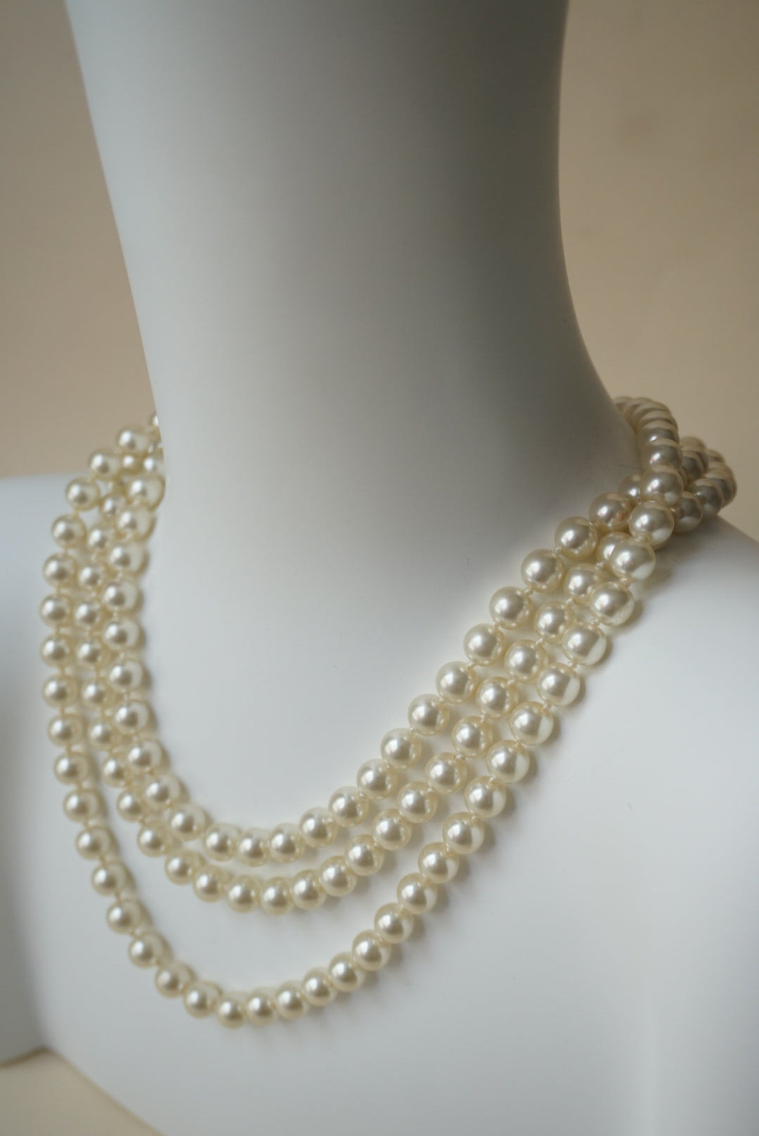 Vintage Tiered Layered Faux Pearl Costume Necklace