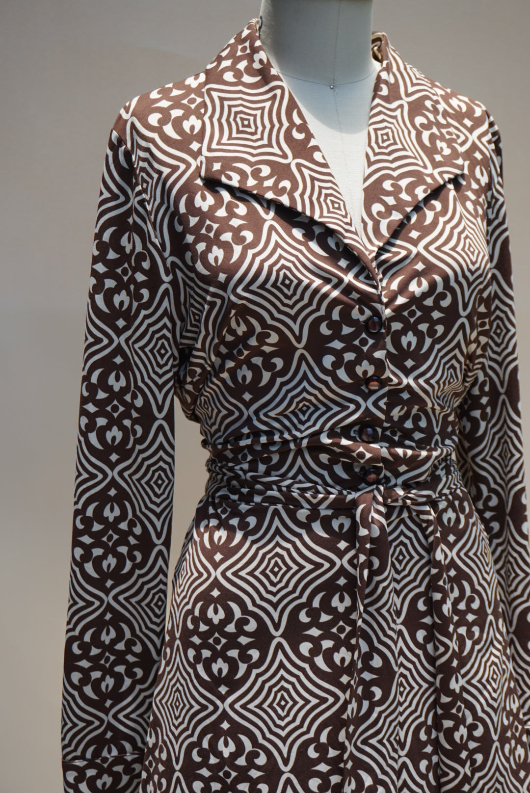 “INC” Vintage Printed Belted Polo Dress - Size XL