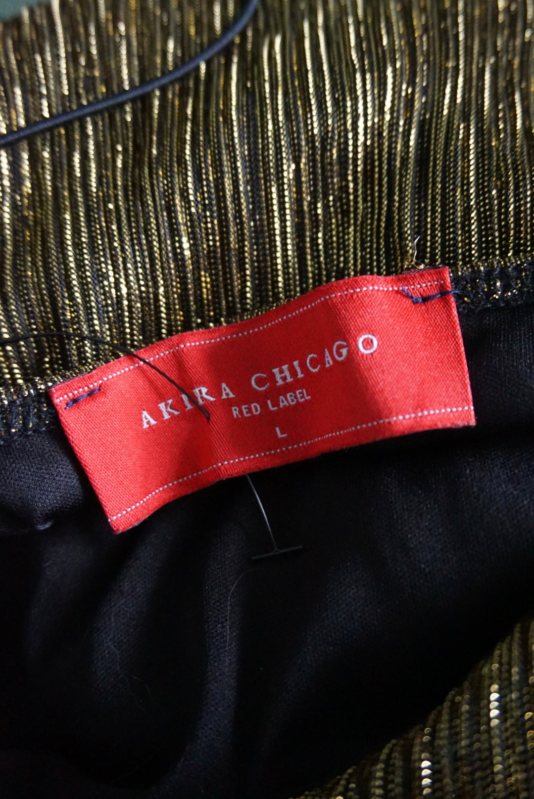 Akira Gold & Black Spaghetti Strap Dress - Size Large