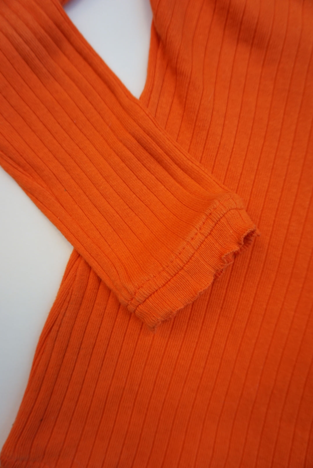 Moschino Soft Wear Orange Ribbed Knit Pleated Neckline Top - Size 44