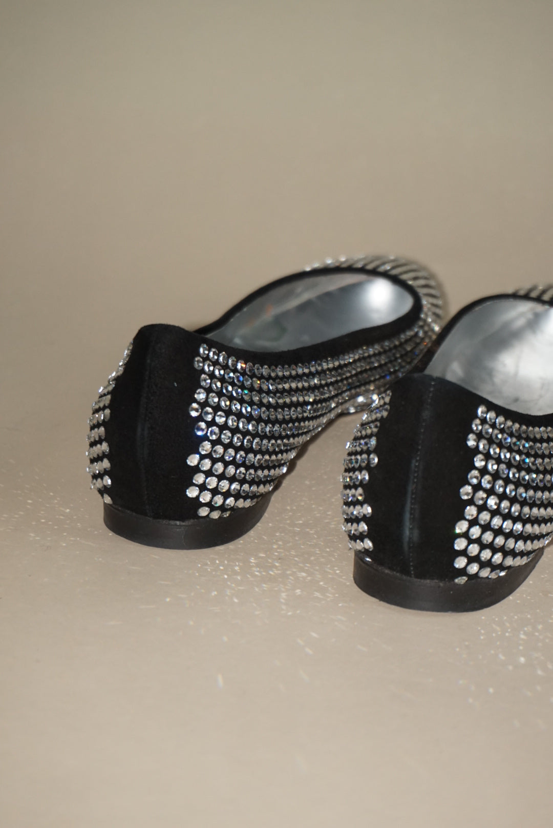 Andrea Carrano Black Rhinestone Ballet Flat - Size 40