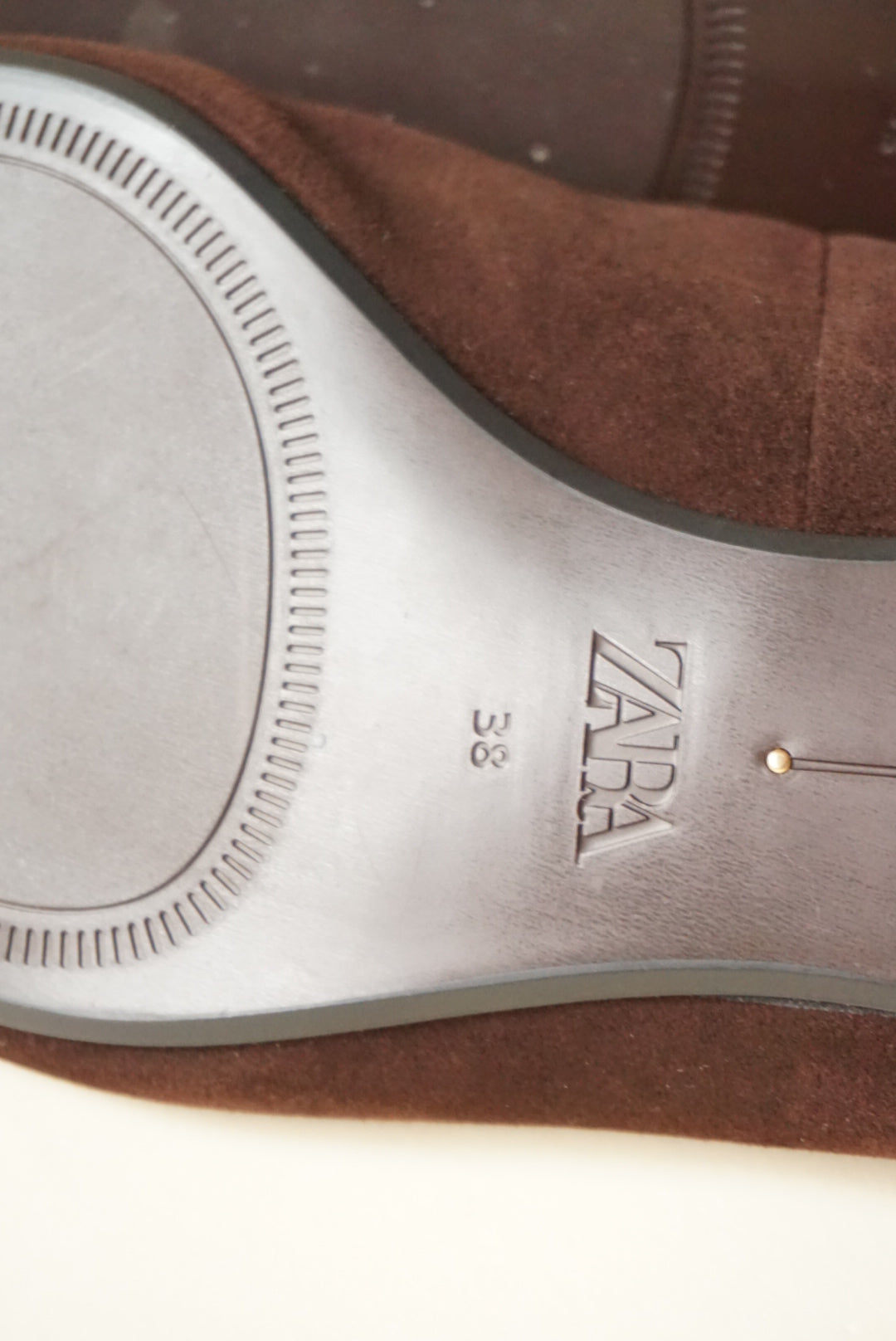 Zara Brown Pointed Toe Suede Ballet Flats - Size 38