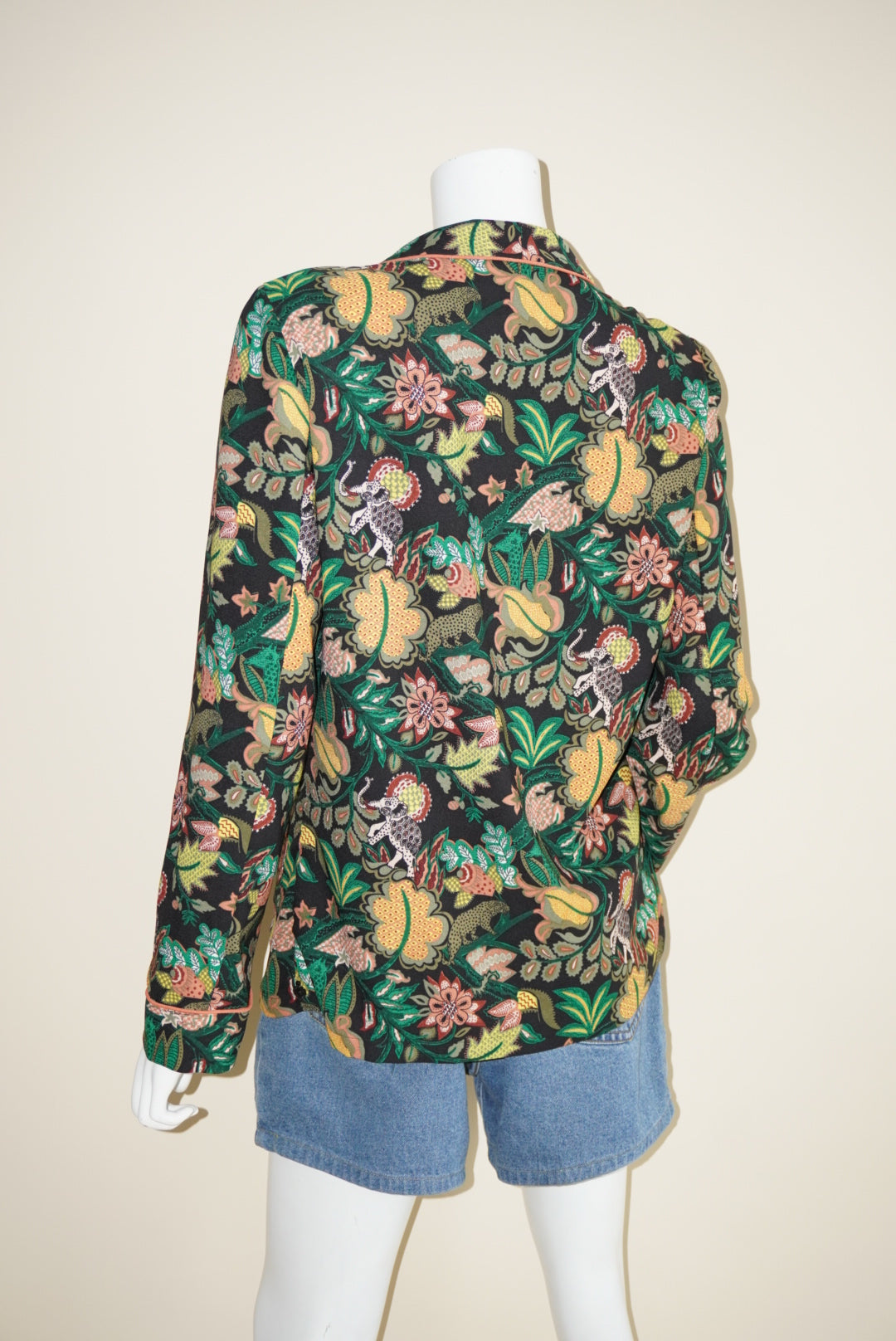 Scotch & Soda Black Multicolour Jungle Print Pajama Style Blazer - Size XL