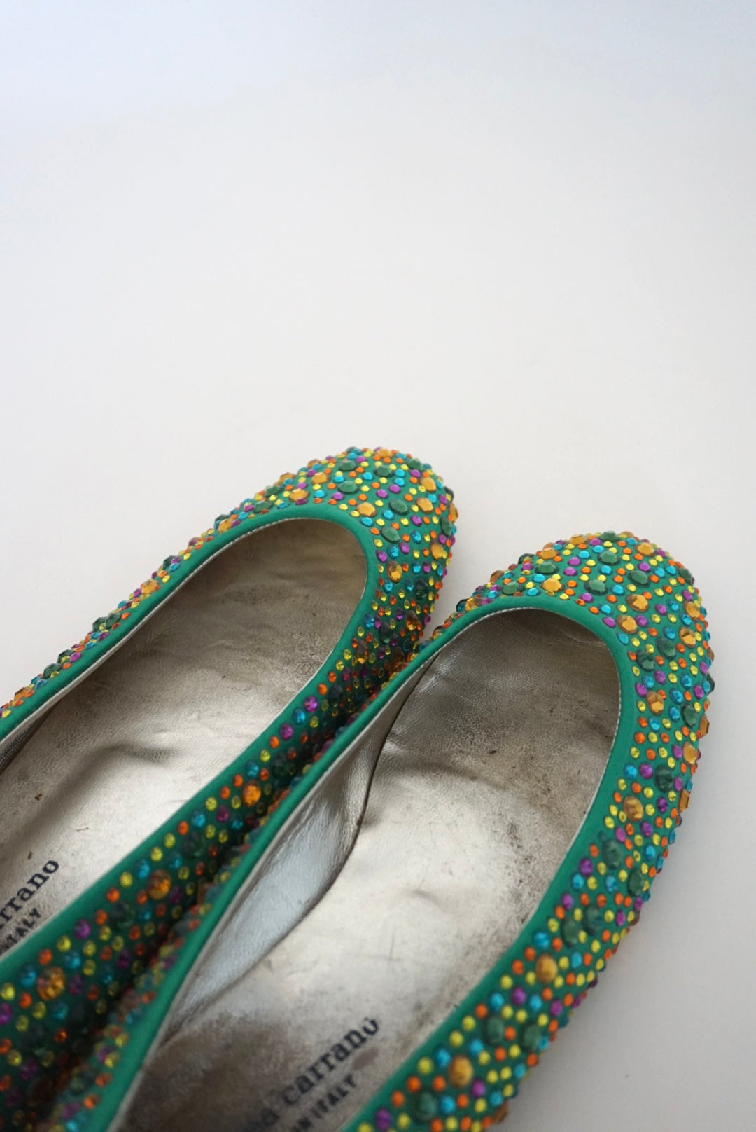 Andrea Carrano Green Rhinestone Ballet Flat - Size 40