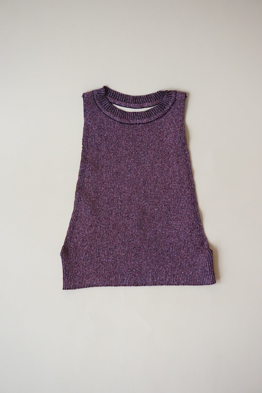 Zara Glitter Open Back Ribbed Knit Halter Top - Size Small