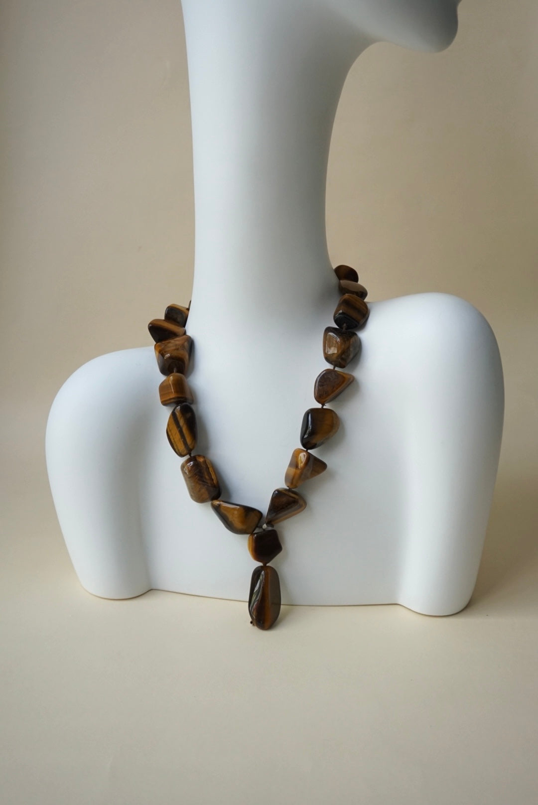 Vintage Handmade Tigers Eye Stone Necklace
