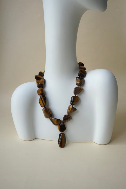 Vintage Handmade Tigers Eye Stone Necklace