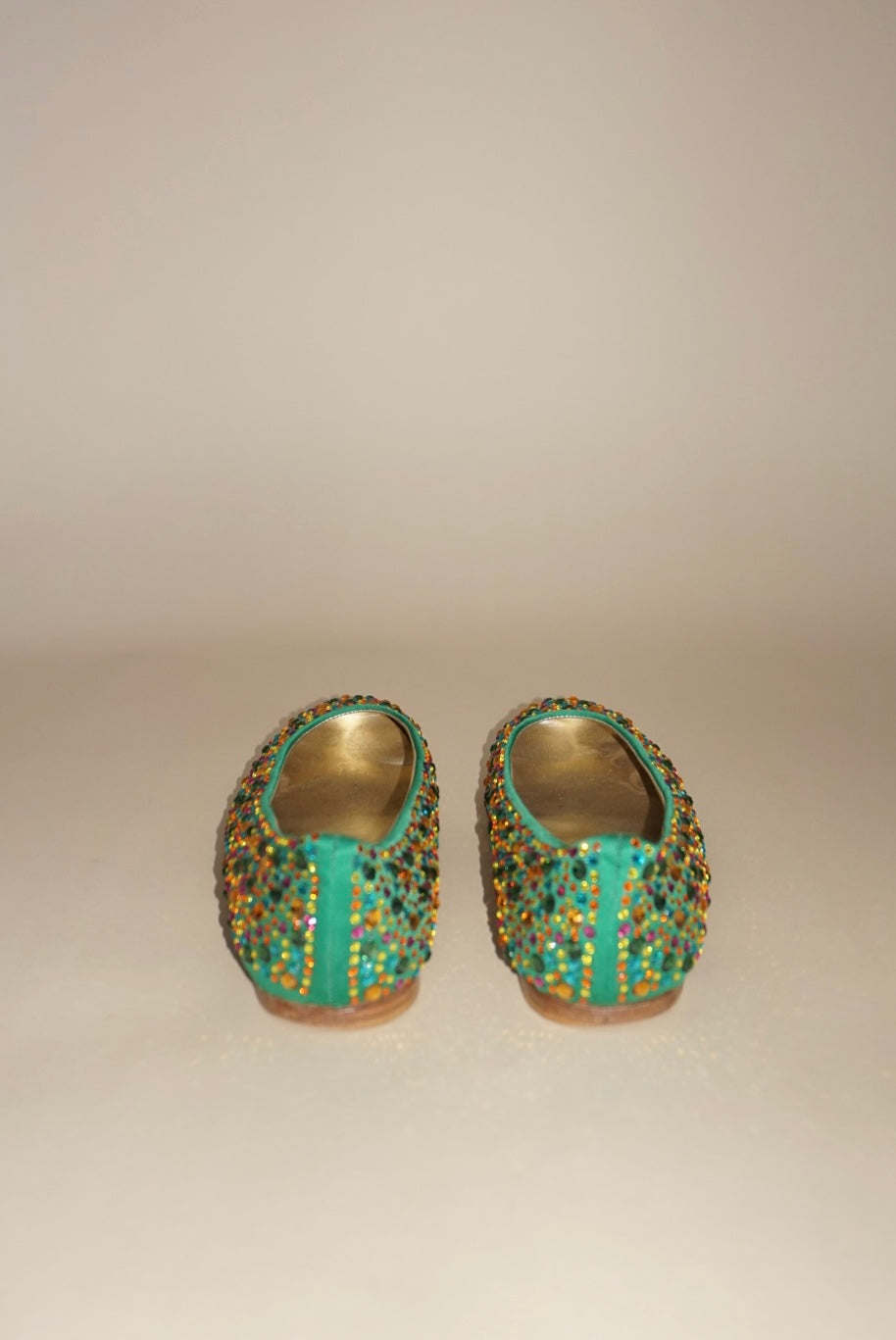Andrea Carrano Green Rhinestone Ballet Flat - Size 40