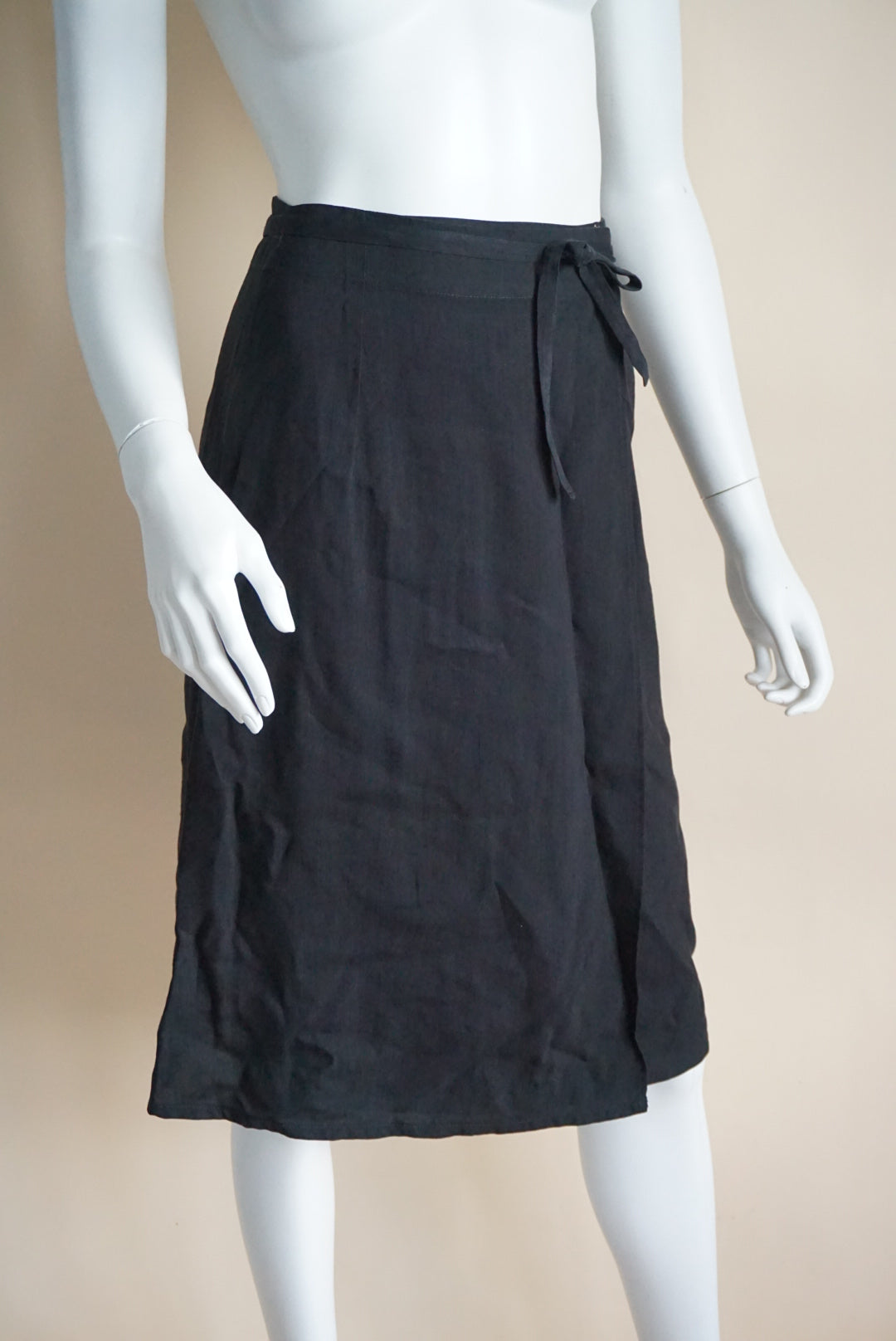 Banana Republic 90s Vintage Black Linen Wrap Skirt