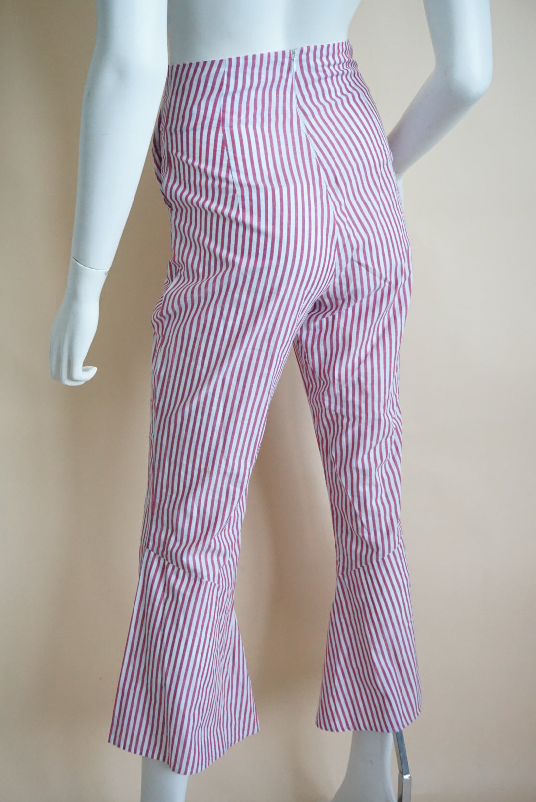 Maria De La Orden Pinstripe Flare Cotton Pants - Size Small
