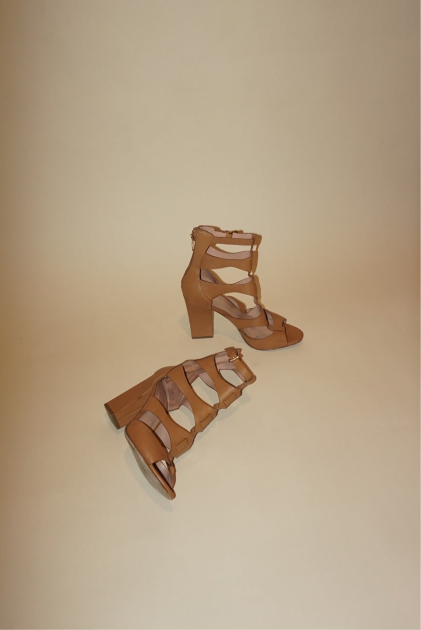 "Sigerson Morrison" Tan Caged Heels - Size 7