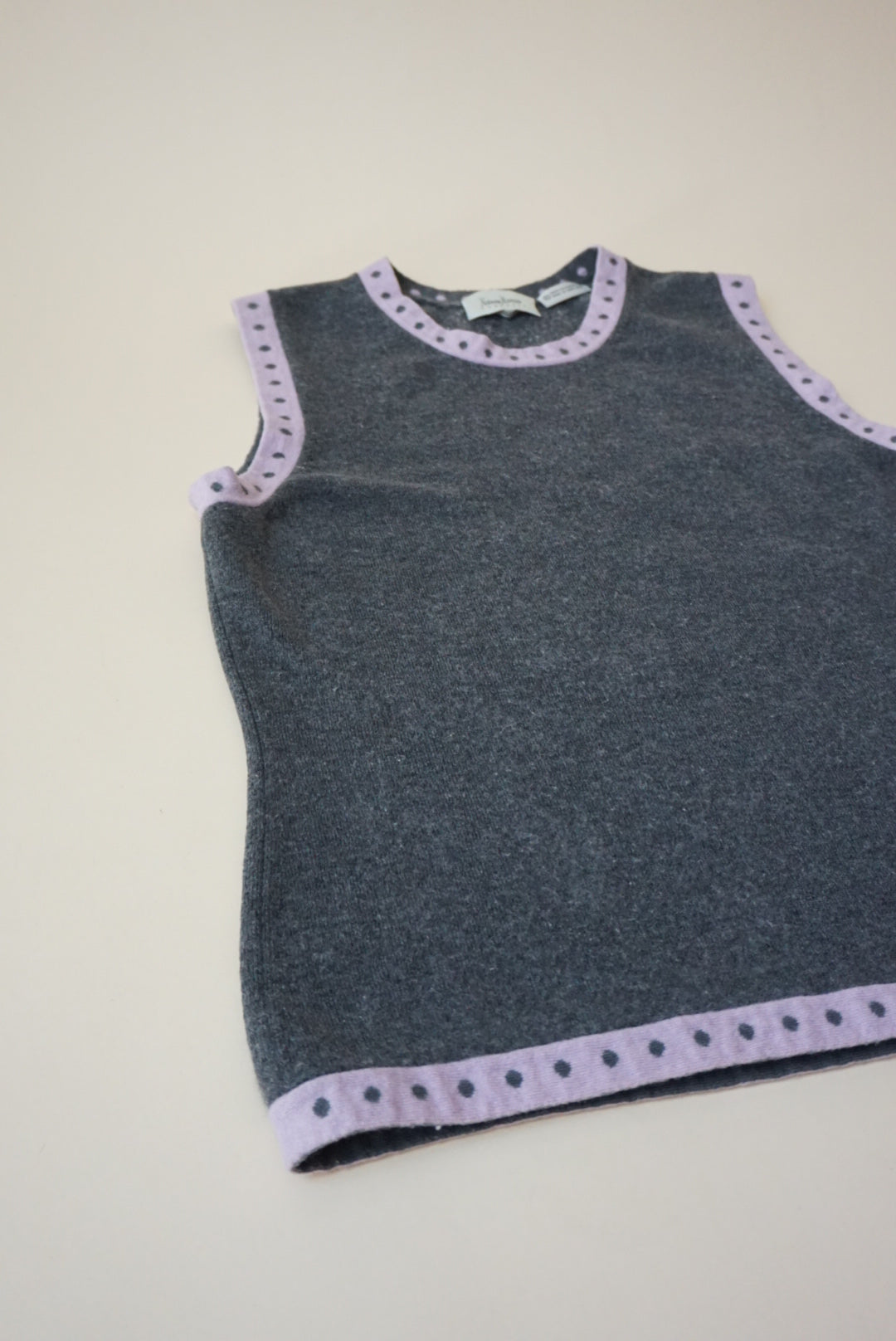 Neiman Marcus Cashmere Grey/Pink Vest Jumper