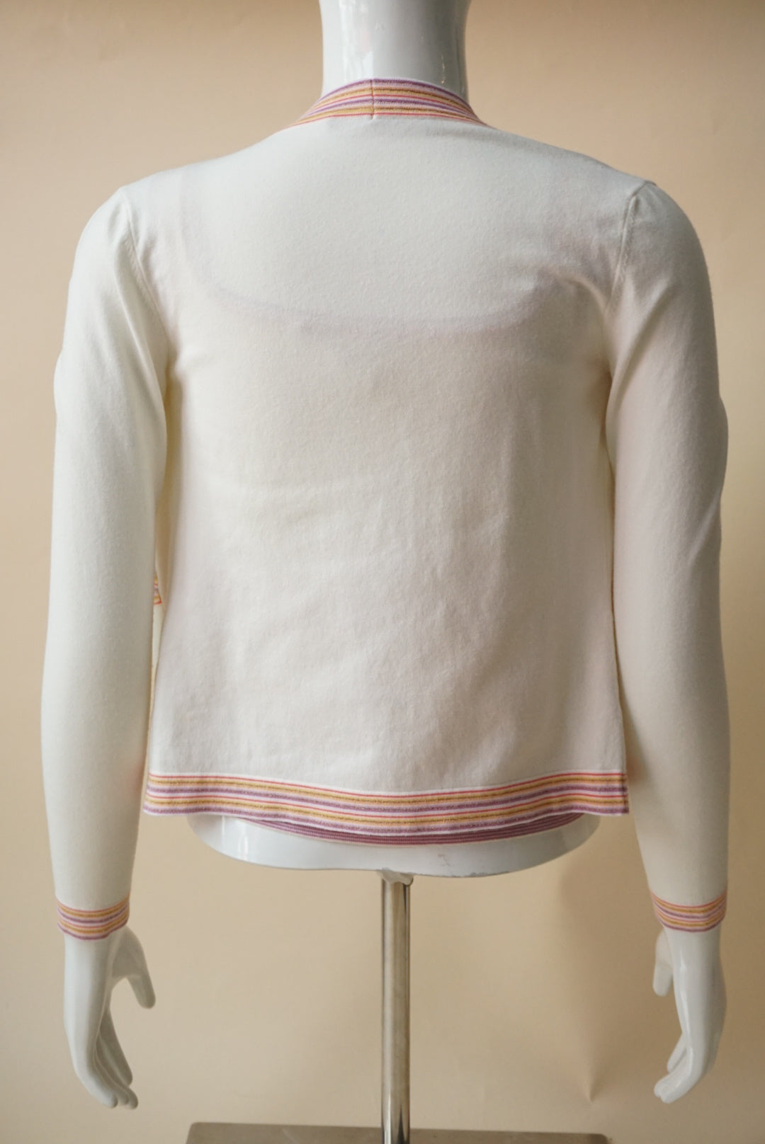 Les Copains Striped Ivory Vintage Pastel Cardigan Set - Size 40 IT