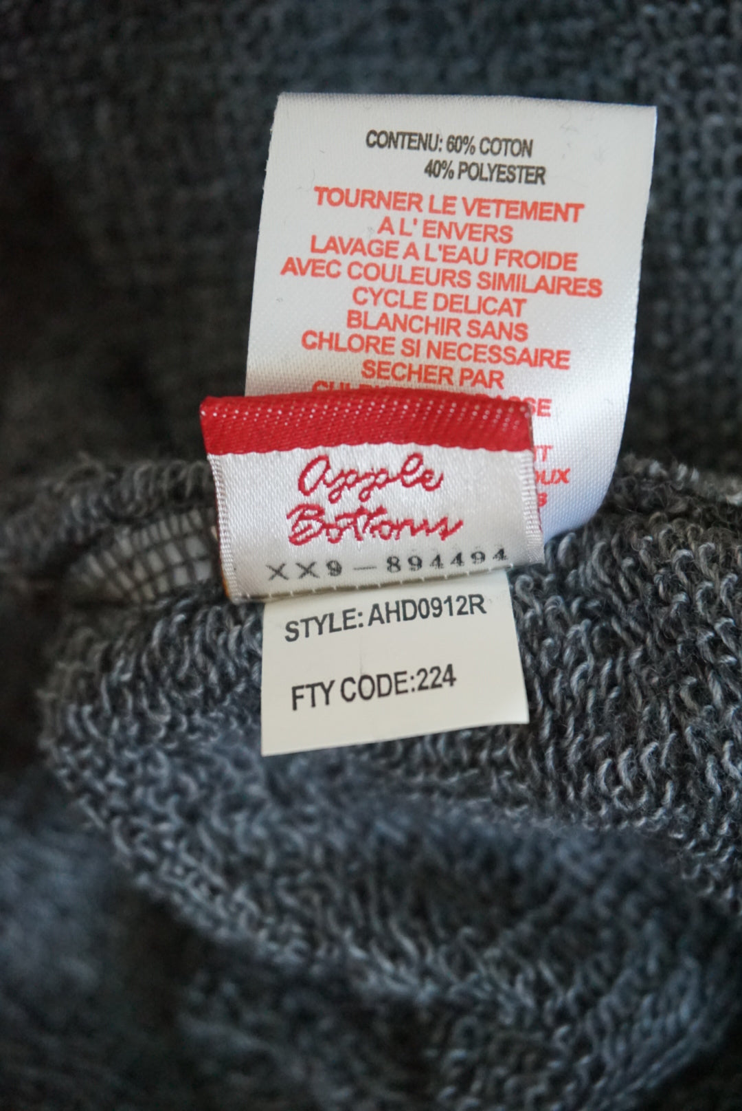 Apple Bottoms Y2K Grey Terry Cloth Mini Rhinestone Hooded Dress - Size Large