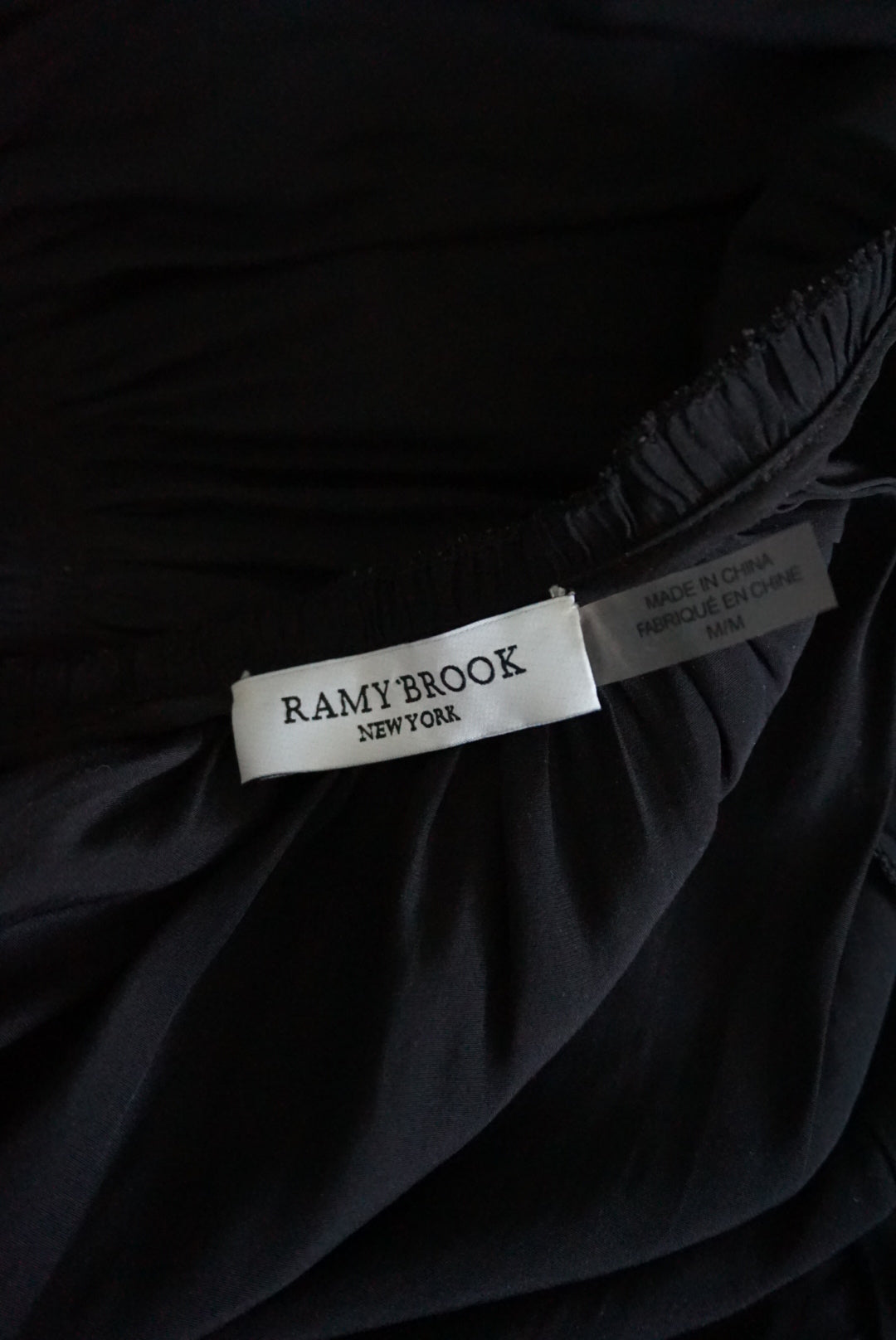Ramy Brook Black Drop Waist V-Neck Sheath Mini Shirred Dress - Size Medium
