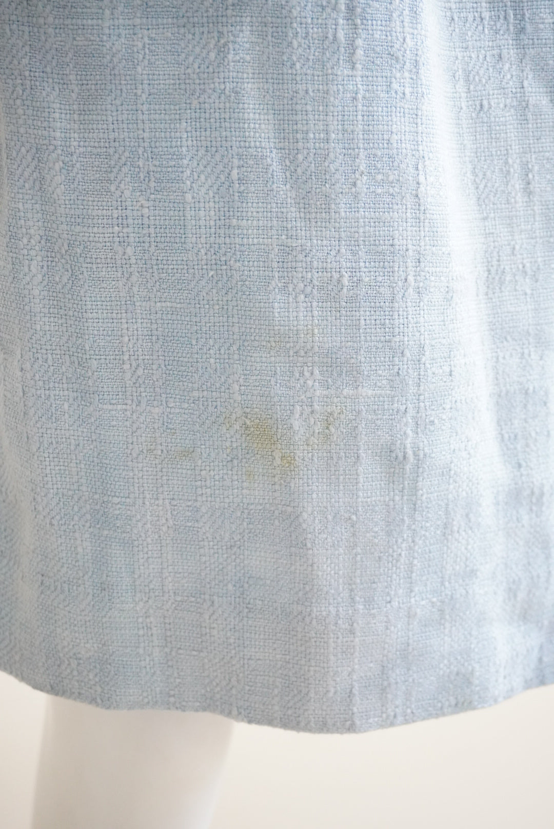 Hermes 70's VTG Baby Blue Buckle Pencil Woven Skirt - Size 36