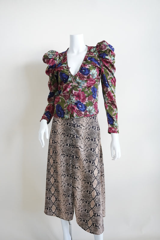 Zara Snake Print Front Slit Button Accents - Size Medium
