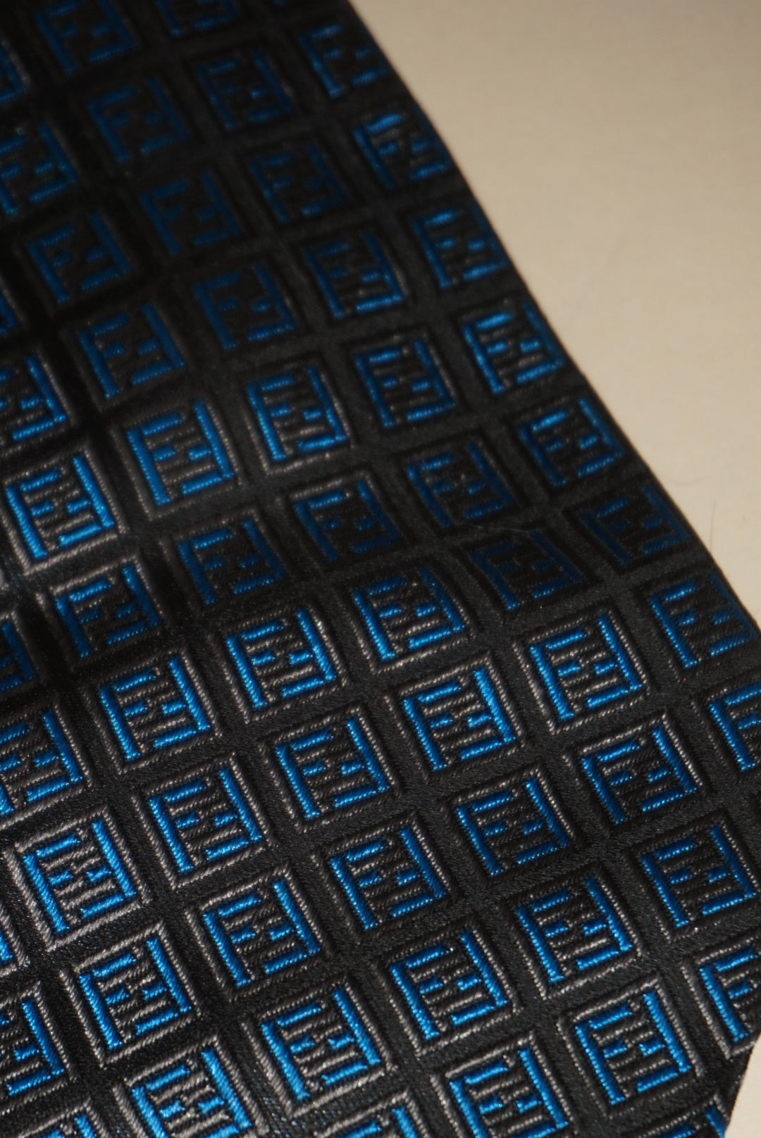 “Fendi” Zucchino Cravatte Silk Blue Monogram Tie