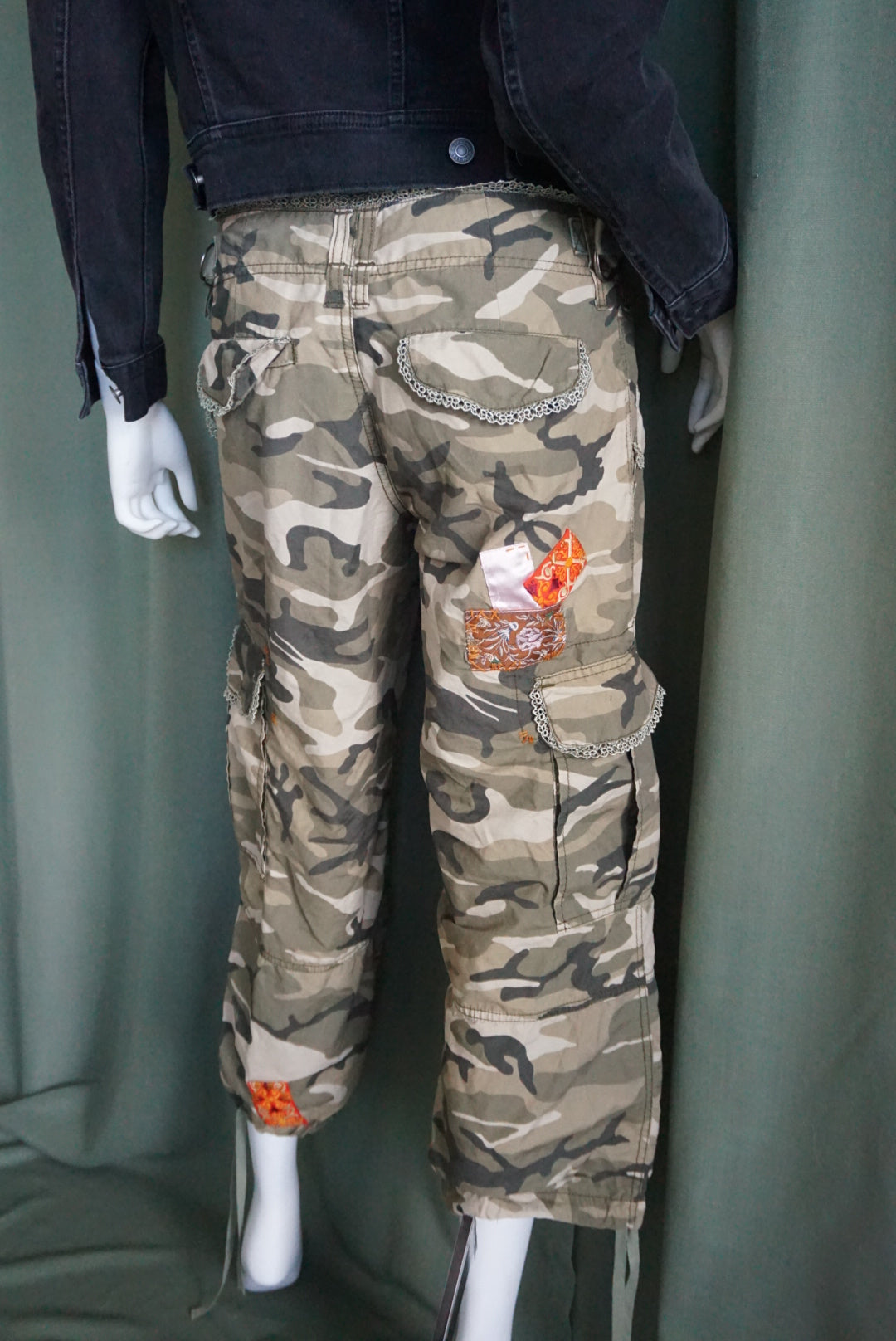 Miss Me Camo Army Print Patchwork Y2K Pants - Size Medium