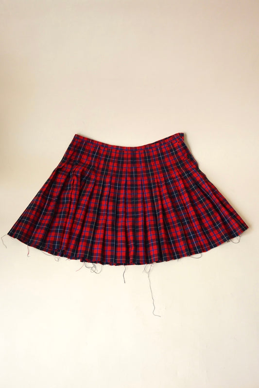 Vintage Liz Claiborne Liz Sport Red Plaid Frayed Hem Skirt - Size 12