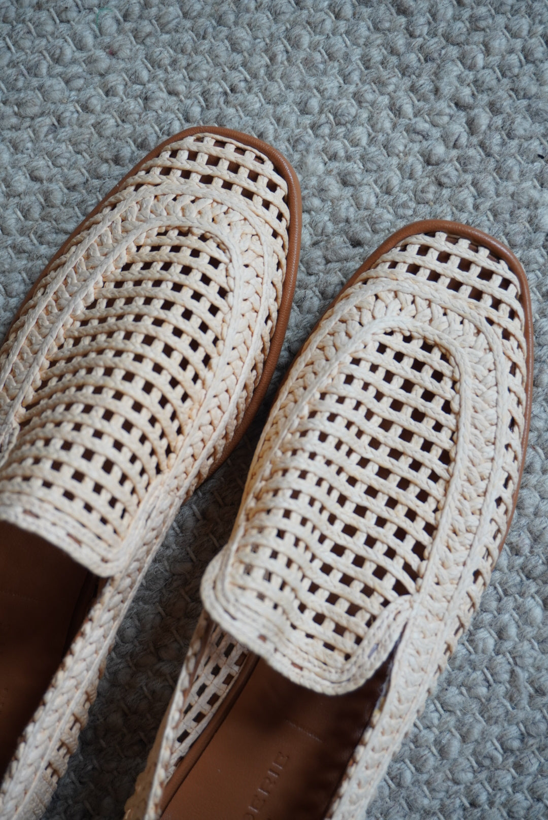 Robert Clergerie Paris Tan Orlana Jute Espadrille Raffia Penny Loafers - Size 40