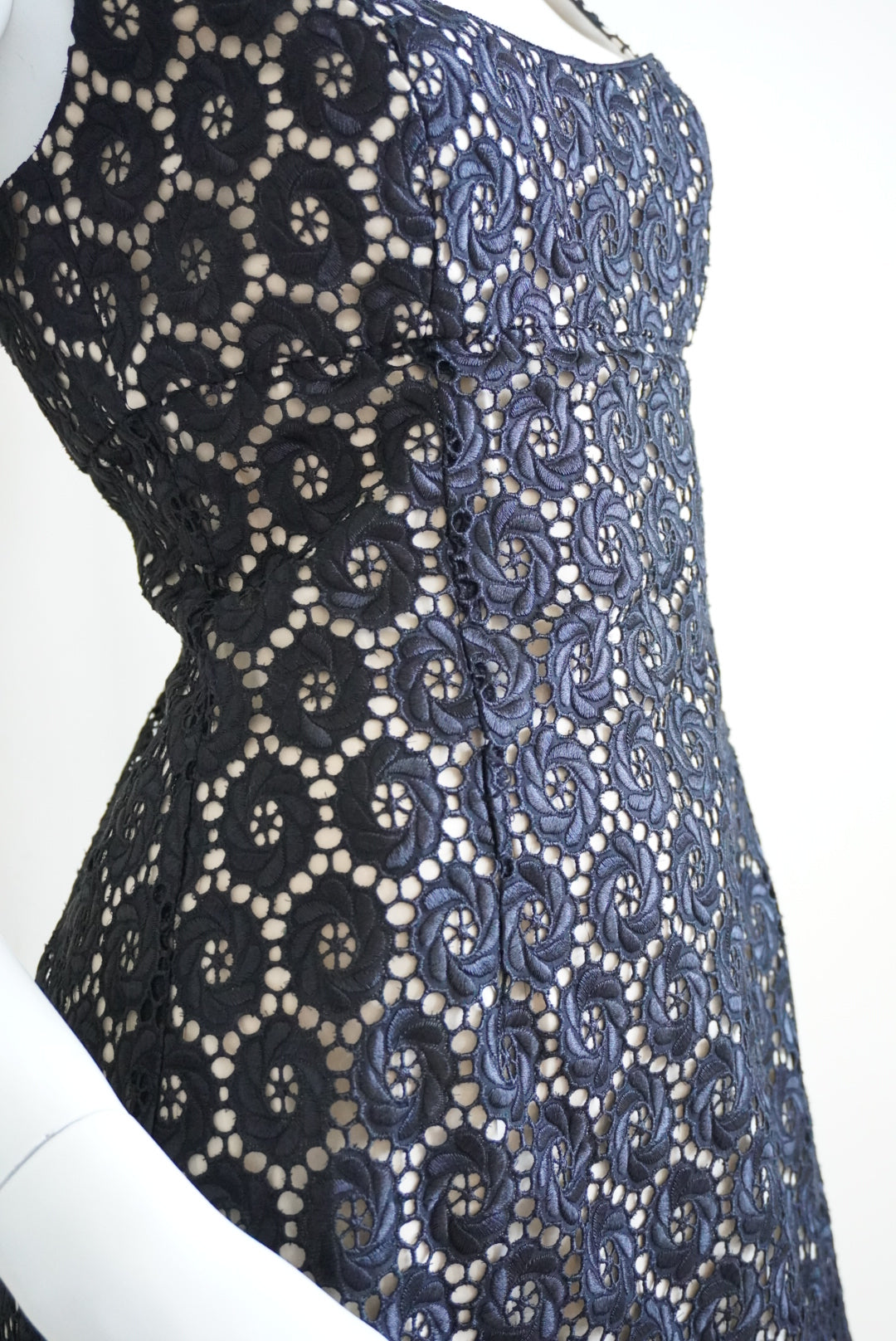 Elie Tahari Black Eyelet Lace Mini Cocktail Dress - Size 6