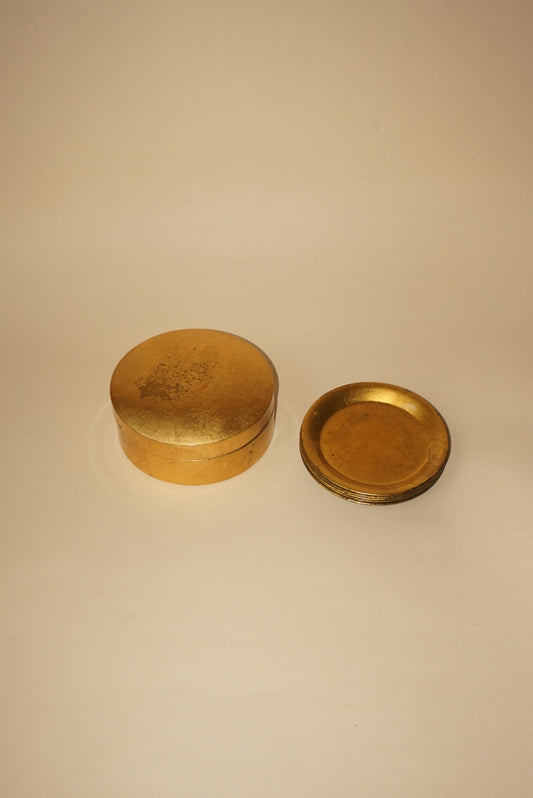 Vintage Japanese Laquerware Gold Coasters (8)
